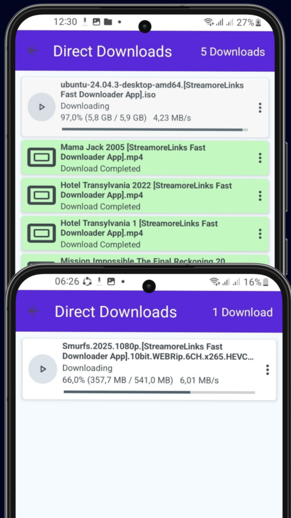 StreamoreLinks Mobile Downloads